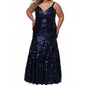 NEW TEASE PROM sequin mermaid maxi dress - plus in midnight